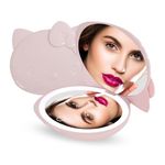 Impressions Vanity Hello Kitty Kawaii Compact Mirror with Touch Sensor Switch for Adjustable Brightness, Lighted Makeup Mirror with LED Lights and 2X Magnifying Mirror (Matte Pink)