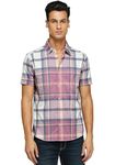 Wear Your Opinion Plaid Checkered Washed Effect Knit Casual Half Shirt for Men | All Day Comfort | Knitted Shirt (Design: Orchid Checks Shirt,OrchidPink,XXX-Large)