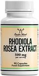 Double Wood Rhodiola Rosea | 90 Rhodiola Rosea Complex - 500mg Rhodiola - Rosea per Serving | High Strength Rosea Supplement | Non-GMO, Gluten Free | Manufactured in The UK