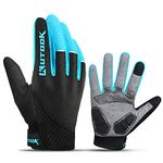 KUTOOK Autumn Pad Full Finger Bike Gloves Finger Tip with Touch Screen Function Blue Large