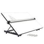 Liquidraw A2 Drawing Board Parallel Motion, Table Model with 5 Adjustable Working Angles, Includes Drawing Board Clips & Set Square, TTM02, White