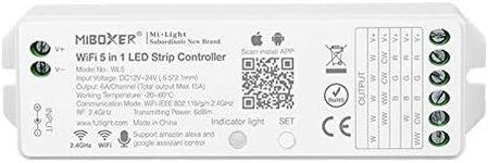 LGIDTECH Miboxer WL5(YL5 VUP) LED Strip Light 5 in 1 Controller for 5050 3528 2835,Smartphone APP Control Without Extra Hub.Amazon Alexa Google Home Assistant Voice Control,DC12-24V,180W-360W