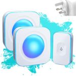 Wireless Doorbell Plug in 1200 Feet Waterproof Door Bells Wireless Cordless with Battery Door Bell Button Chime & 2 Flashing Light Receivers 36 Melodies 4 Volume Levels for Home, Office JSIEEM