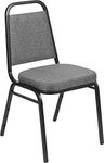 Flash Furniture 4 Pack HERCULES Series Trapezoidal Back Stacking Banquet Chair with 2.5" Thick Seat in Gray Fabric - Silver Vein Frame