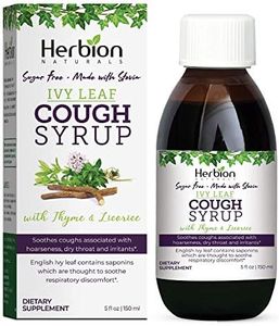 Herbion Naturals Ivy Leaf Cough Syrup with Thyme and Licorice, 5 FL Oz - Soothes Throat and Relieves Respiratory Discomfort - For Adults, Kids 13 Months and Above, Alcohol Free, Sugar Free with Stevia