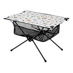 FRODOTGV Camping Portable Table Cute Animals Flowers Excellent Beach Vacation Supplies with Storage Bag for Fish BBQ Camping