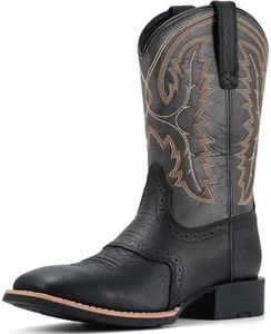 SUREWAY Western Boots For Men - Mens Square Toe Cowboy Boot,Oil/Slip Resistant,Durable Fashionable Classic Pull on 10 Inch Wellington Boots - Soft Toe Work Boots