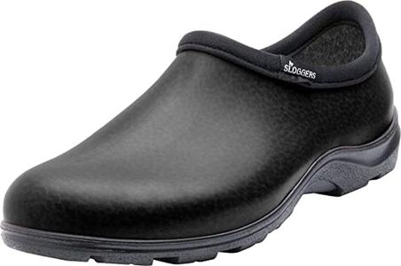 Sloggers Waterproof Garden Shoe for Men – Outdoor Slip-On Rain and Garden Clogs with Premium Comfort Support Insole, (Black Leather), (Size 12)