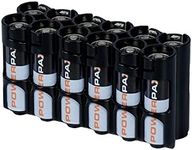 AA Battery Storage Caddy by Storacell, Black, Holds 12 Batteries (Not included)
