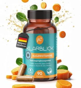Klarblick Augenvitamine – Vegan & Glutenfrei – Hochdosiert & ohne Zusatzstoffen – mit Lutein, Zeaxanthin, Beta-Carotin, Vitamin A, Vitamin B2, Zink & Vitamin E – Made in Germany – 90 Kapseln