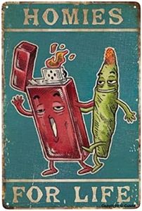 Lighters And Weed Art Metal Tin Sign Homies For Life Poster Cannabis Vintage Marijuana Love Bar Coffee Home Bedroom Garage Wall Decor 8x12 inch