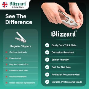 Blizzard Professional Toenail Clippers – Heavy Duty Stainless Steel, 15cm with Metal File