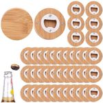 40 Pcs Magnetic Bottle Opener, Wooden Round Bottle Opener, Beer Can Opener, Personalized Bottle Opener Fridge Magnets