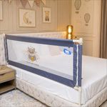 Kids Station Foldable Baby Bed Rail Guard – 28-Level Adjustable Height, 5.3ft (160cm), 1 Side, Made in India (Grey, Premium)