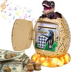 Money Box for Kids, Dinosaur Egg Money Bank Piggy Bank for Boys Girls ATM Password Kids Safe with Security Code Music & Light Novelty Easter Birthday Xmas Gifts for 5 6 7 8 9+ Years Old