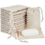 KIPETTO 15Pcs Soap Saver Bag Natural Sisal Exfoliating Soap Pouch Drawstring Soap Bags for Shower Bath, 5.5"x3.5"