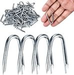 Steel Wire Fencing Staples 50Pcs Wire Staples Galvanized Fencing Staples U Shaped Nails 1-1/4'' Fence Post Staples for Wire Mesh & Woven Fencing