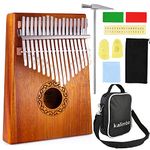 Nabance Kalimba 17 Keys Thumb Piano with Study Instructions Tuning Hammer Portable bag Mahogany Wood for Adult Children Beginners