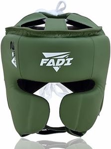 Fadi Sports Authentic Series A2 Boxing Headgear - Premium Leather Head Guard for Kids and Adults in MMA, Kickboxing, Muay Thai, Karate, Martial Arts, and Taekwondo (Green, S/M)