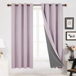 Deconovo Blackout Curtains with Coating for Bedroom, Window Curtains for Living Room, Total Room Darkening Linen Curtains, Thermal Insulated Drapes for Home Decoration, Lilac, 52W x 63L Inch, 2 Panels