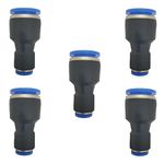 zjxed 1/2" OD x 1/4" OD Pneumatic quick Connector Push to Connect fittings Straight reducer Union/Coupler (Pack of 5)