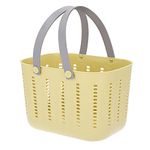 BSTKEY Plastic Bathroom Shower Storage Basket with Silicone Handle, Portable Caddy Basket Shower Tote Organizer Bin for Bathroom Kitchen (Yellow)