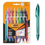 BIC Gel-ocity Quick Dry, Ultra Fast Drying Gel Ink Pens with Full Grip Barrel, Assorted Colours, Pack of 13