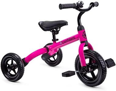 XPIY Tricycle for Toddlers Age 2-5 Years Old, 3 in 1 Folding Toddler Bike for Boys and Girls, Kids' Bike Trike with Detachable Pedal and Adjustable Seat (Pink)