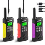 Tokwak Walkie Talkies for Kids Adults, Rechargeable Long Range 2 Way Radios 22 Channels with 1000mAh Li-ion Battery USB-C Charging, Clear Sound Toys Gift for Boys Girls Family Camping Hiking 3 Pack