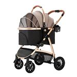 GXDSSH 3 In 1 Pet Strollers For Medium Large Dogs, Folding Dog Stroller For Small Medium Dogs Cat Pushchair Aluminum Alloy Frame, Dog Stroller With Storage Cup Holder (Color : B)