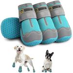 Hcpet Dog Shoes for Large Dogs, Breathable Dog Booties for Small Medium Dogs, Anti-Slip Dog Boots & Paw Protectors for Hot Pavement Winter Snow Hiking with Reflective Straps Blue Size 2