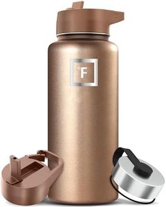 IRON °FLASK Camping & Hiking Hydration Flask, Wide Mouth, 3 Straw Lids, Stainless Steel Outdoor Water Bottle, Double Walled, Insulated Thermos, Metal Canteen - Pearl Beige, 32 Oz