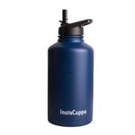 InstaCuppa Insulated Water Bottle 2000 ML, with Straw Lid, Double-Wall Thermosteel Flask, Vacuum Insulated Stainless Steel | Retains Hot and Cold Temperatures, NavyBlue