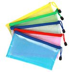 SAKOLLA 5 Pieces Clear Zipper Pencil Bag, Plastic Mesh Zipper Pouches for Cosmetic Makeup Office Supplies and Travel Accessories, 5 Colors