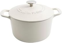 MARTHA STEWART Gatwick 7 QT Enamel Cast Iron Dutch Oven, Linen w/Silver Knob