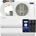 DELLA 27K BTU ODU 2 Dual Zone 18000 18000 BTU Wifi Mini Split Air Conditioner & Heat Pump Work with Alexa 19 SEER2 208-230V Cools Up to 2000Sq.Ft Multi Zone Ductless Pre-Charged,16ft Installation Kits