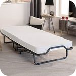 Beautissu Guest Bed 90x200cm Venetia Single Bed with Mattress Included – Folding Bed for Adults with Metal Steel Frame Foam Core Mattress Travel & Camp Bed