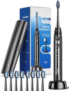 Onlyone Sonic Electric Toothbrush for Adults, Rechargeable Ultrasonic Electric Toothbrush with 8 Brush Heads, Travel Case, Charging Base & Wireless Charging - 5 Modes with Smart Timer