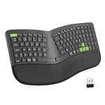 Seenda Split Ergonomic Keyboard, 2.4G Wireless Rechargeable Ergo Keyboard Curved with Soft Wrist Rest, USB C Charging, Multimedia Functions for Mac and Windows, PC/Desktop/Laptop/Computer, Black