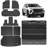 XINSHANGXIU Floor Mats & Cargo Liner for All-New 2024 Chevrolet Traverse 2nd Row Bucket Seat,1st & 2nd & 3rd Row with Trunk mat Full Set,TPE All Weather Rubber Car Floor Liners