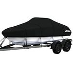 Morhept Waterproof Boat Cover 17-19 ft, Upgraded Bass Tracker Boat Cover for Mooring Towing, All-Weather Heavy Duty Boat Tarp Cover Fits Runabout, V-Hull, Tri-Hull, Black