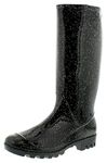 Platino fine Glitter ladies wellies black festival garden snow wellington boots women Black Glitter 7 UK