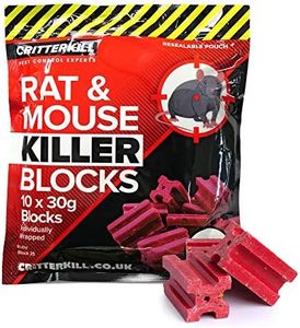 CritterKill Rat & Mouse Killer Poison Blocks 300g – Rat and Mouse Poisoning Poison Sachets - All Weather Block Poison Bait (300g)