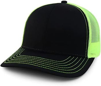 Armycrew Oversize XXL Low Profile Two Tone Mesh Back Trucker Baseball Cap, Black Neon Yellow, XX-Large