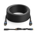 BlueRigger 4K HDMI Cable with Signal Booster (75FT/22M, 4K 30Hz, in-Wall CL3 Rated, Long Cord, 3D, ARC, Ethernet)