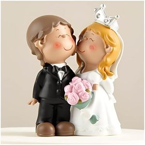 PlentifulHome Resin Bride & Groom Figurine Wedding Cake Toppers 3.5 Inch For Wedding, Happy Gifts