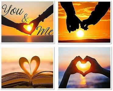 DCIDBEI Lot de 4 Peintures Diamant Cœur Amour Sur la Plage 40x30cm Diamant Painting Coucher de Soleil Plage Diamond Painting Livre Diamond Painting Paysage Bord de Mer Amour Diamond Painting Love
