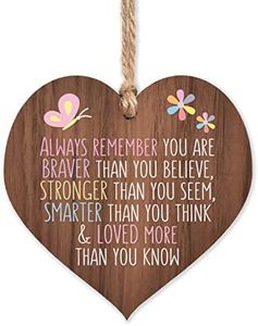 Always remember you are braver wood signs with quotes | birthday presents for friends | positive gifts inspirational plaques uplifting for women | wall decor encouragement