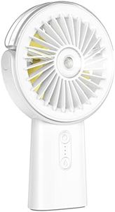 Otlonpe Misting Fan Portable Fan with Mist, 4000 mAh Rechargeable Handheld Fan Battery Operated Water Spray Mister Fan, Small Personal Hand Held Fan Power Bank for Travel Men Women, White