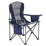 ALPHA CAMP Camping Folding Chair, Portable Oversized Camp Chairs, Foldable Fishing Outdoor Chair with Cup Holder and Cooler Bag for Adults- Heavy Duty Steel Frame Support 200 KG, Blue